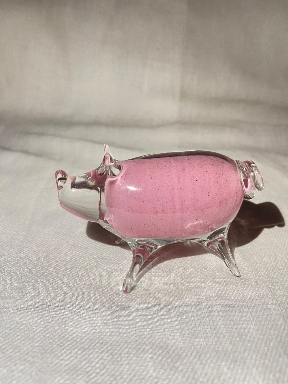 Glass Studiolasi Pertunmaa Vintage 1977 FinnishHandblown Pink Glass Pig Figurine - Picture 3 of 8